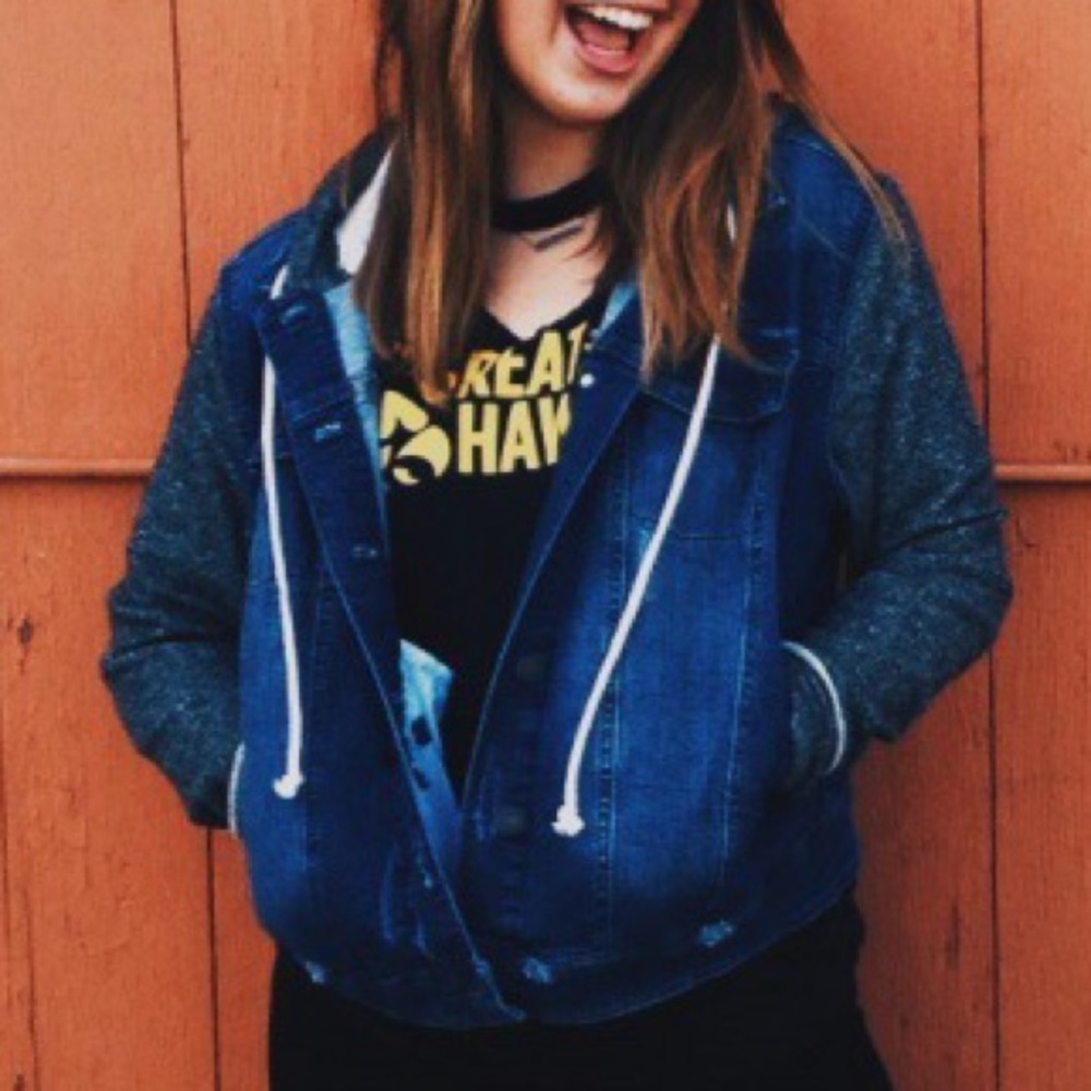 hooded sweater jean jacket